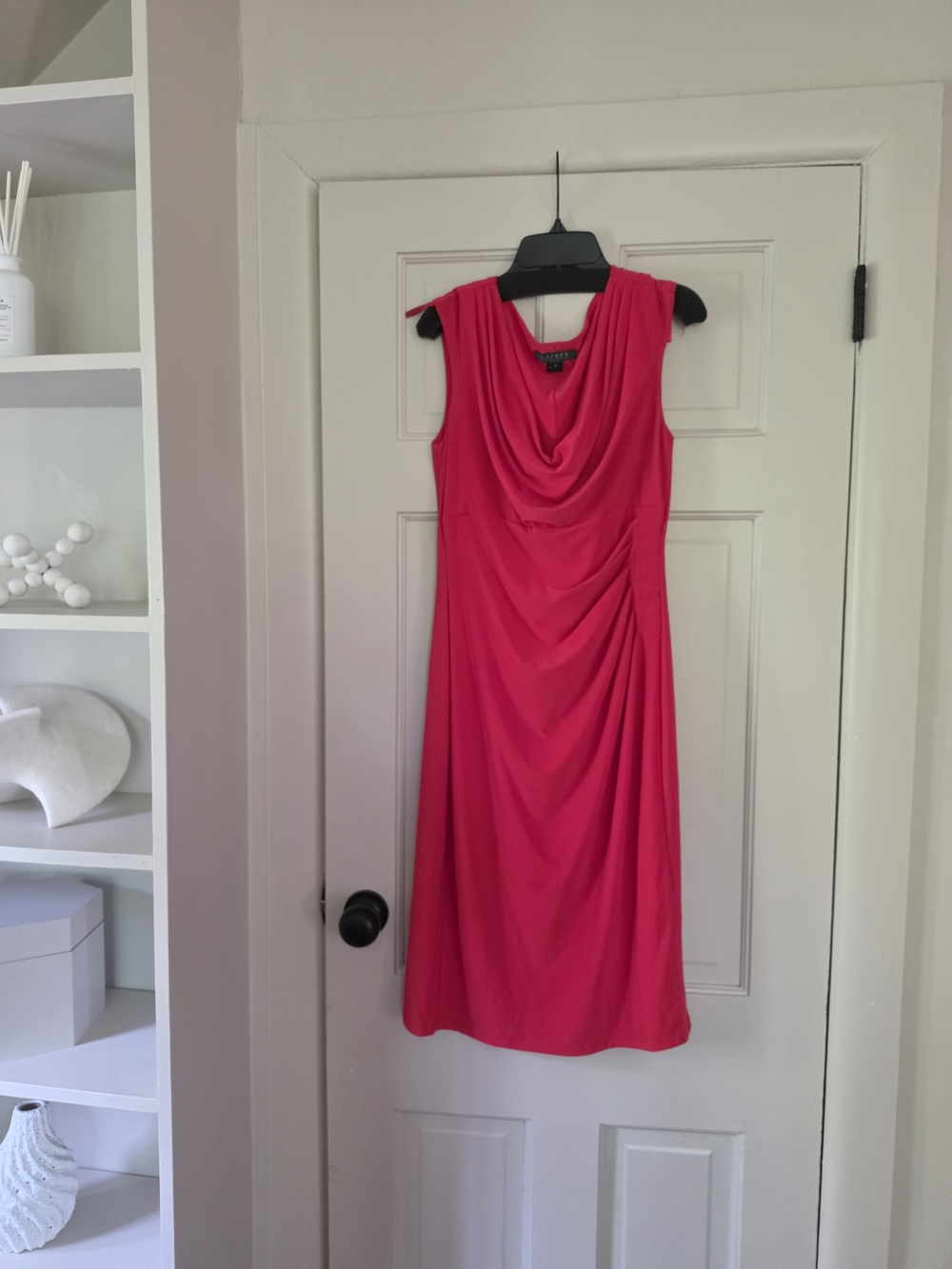 Lauren Ralph Lauren 8 Sleeveless Draped Sheath Dress - Bright Pink
